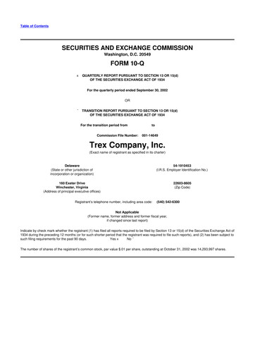 Miniature Trex 10-Q Rapport trimestriel  