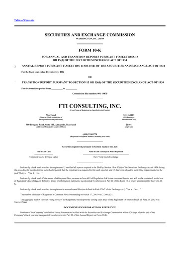 Thumbnail FTI Consulting 10-K Annual Report 