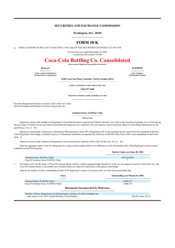 Thumbnail Coca-Cola Consolidated 10-K Annual Report 