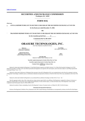 Thumbnail OraSure Technologies 10-K Annual Report 