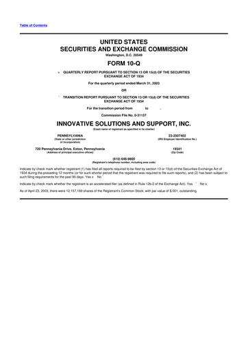 Miniature Innovative Solutions and Support 10-Q Rapport trimestriel  