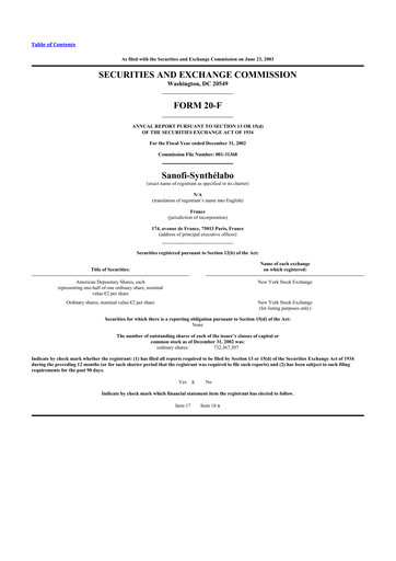 Thumbnail Sanofi 20-F Annual Report 