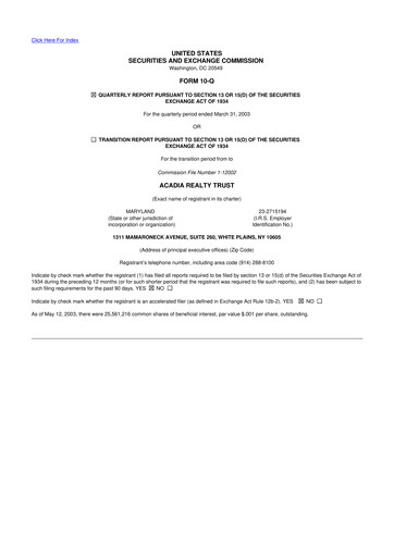 Thumbnail Acadia Realty Trust
 10-Q Quarterly Report FY 