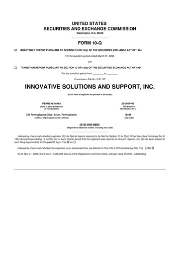 Miniature Innovative Solutions and Support 10-Q Rapport trimestriel  