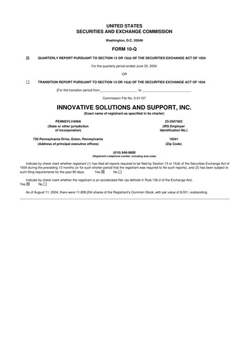 Miniature Innovative Solutions and Support 10-Q Rapport trimestriel  