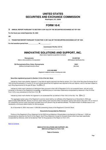 Miniature Innovative Solutions and Support 10-K Rapport annuel 