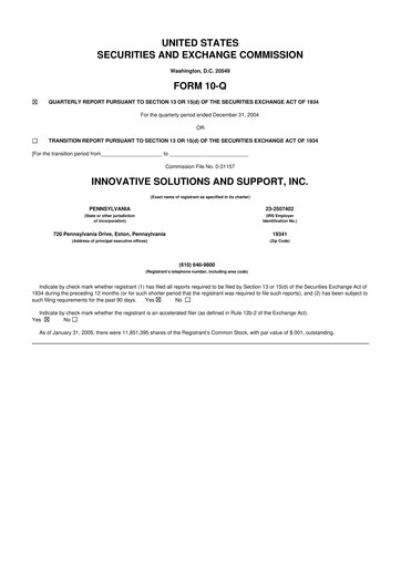 Miniature Innovative Solutions and Support 10-Q Rapport trimestriel  