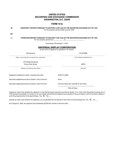 Vorschaubild Universal Display Corporation
 10-Q Quartalsbericht  