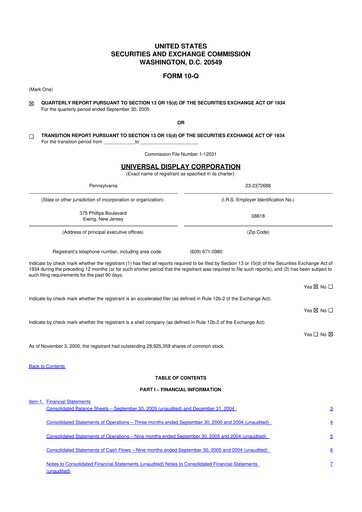 Vorschaubild Universal Display Corporation
 10-Q Quartalsbericht  