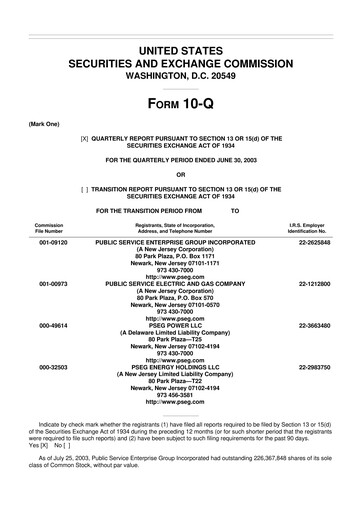 Thumbnail PSEG 10-Q Quarterly Report FY 