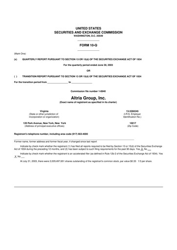 Vorschaubild Altria Group 10-Q Quartalsbericht  