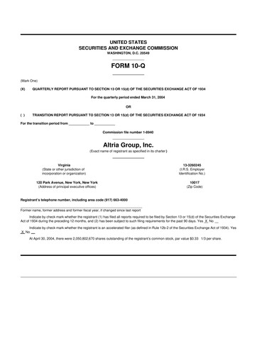 Vorschaubild Altria Group 10-Q Quartalsbericht  