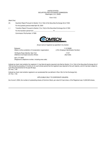 Vorschaubild Comtech Telecommunications 10-Q Quartalsbericht  