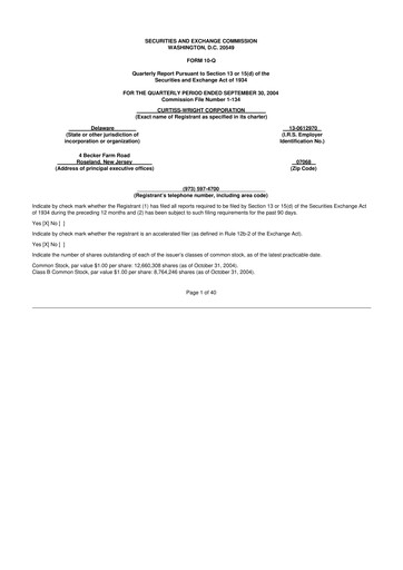 Thumbnail Curtiss-Wright
 10-Q Quarterly Report FY 