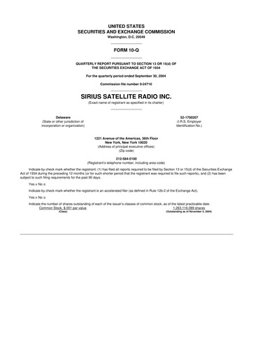 Thumbnail Sirius XM 10-Q Quarterly Report FY 