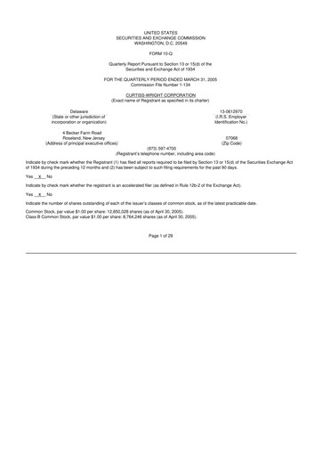 Thumbnail Curtiss-Wright
 10-Q Quarterly Report FY 