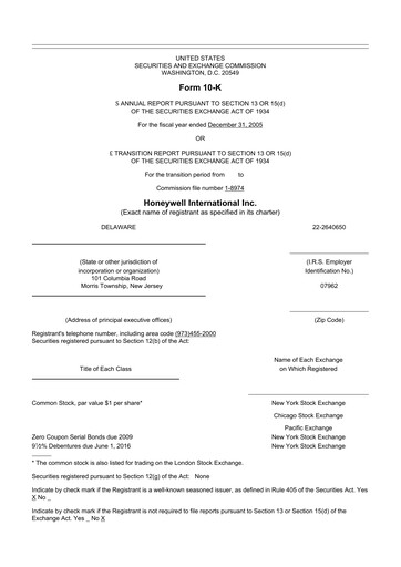 Thumbnail Honeywell 10-K Annual Report 