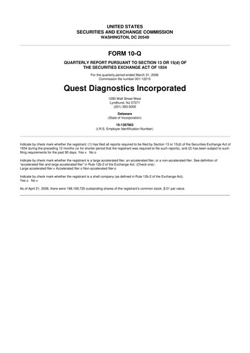 Vorschaubild Quest Diagnostics
 10-Q Quartalsbericht  
