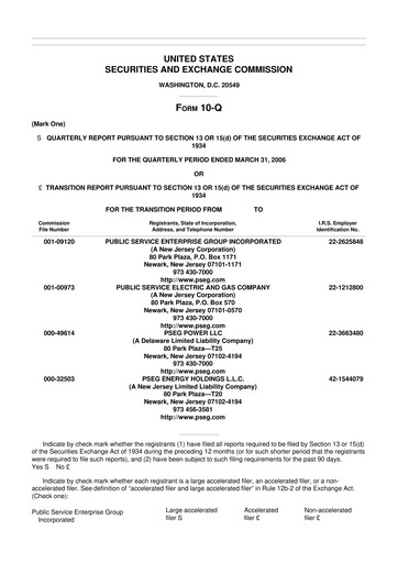 Thumbnail PSEG 10-Q Quarterly Report FY 