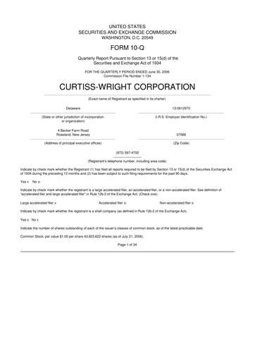 Thumbnail Curtiss-Wright
 10-Q Quarterly Report FY 