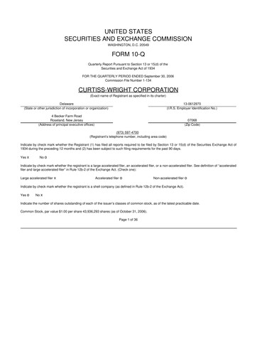 Thumbnail Curtiss-Wright
 10-Q Quarterly Report FY 