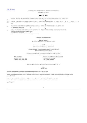 Thumbnail Seabridge Gold
 20-F Annual Report 