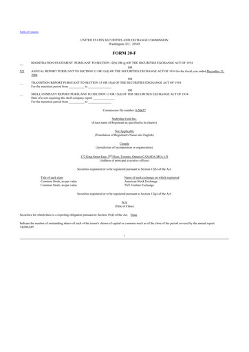 Thumbnail Seabridge Gold
 20-F Annual Report 