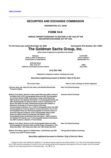 Vorschaubild Goldman Sachs 10-K Jahresbericht 2000