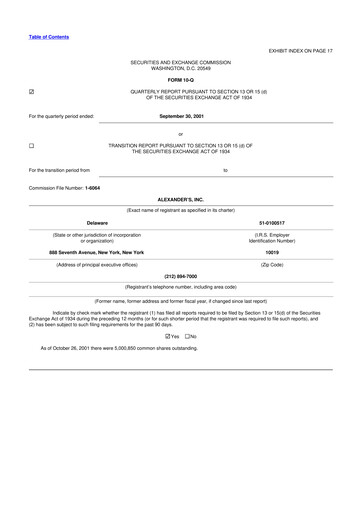 Thumbnail Alexander's, Inc. 10-Q Quarterly Report FY 