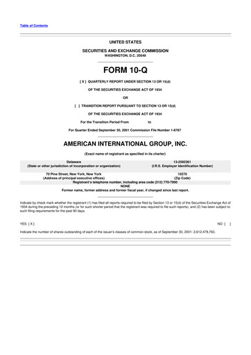 Thumbnail American International Group 10-Q Quarterly Report FY 