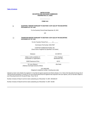 Thumbnail Charter Communications 10-Q Quarterly Report FY 