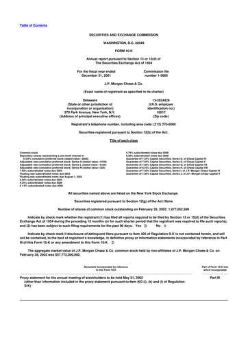 Vorschaubild JPMorgan Chase 10-K Jahresbericht 2001
