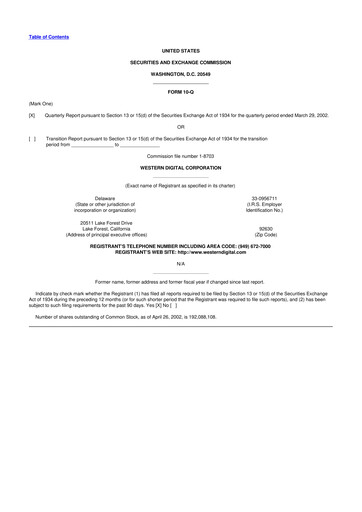 Thumbnail Western Digital 10-Q Quarterly Report FY 