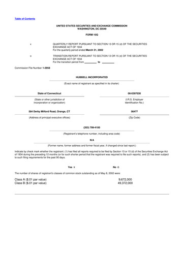 Thumbnail Hubbell 10-Q Quarterly Report FY 