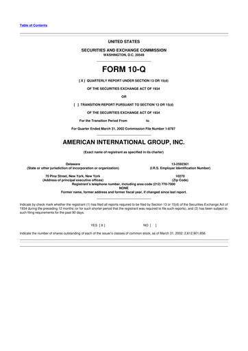 Thumbnail American International Group 10-Q Quarterly Report FY 
