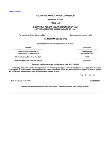 Vorschaubild JPMorgan Chase 10-Q Quartalsbericht  