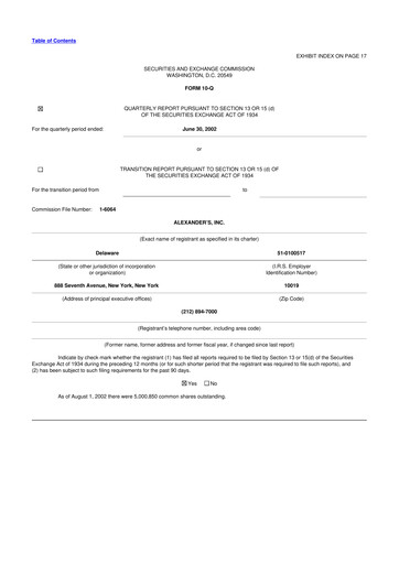 Thumbnail Alexander's, Inc. 10-Q Quarterly Report FY 
