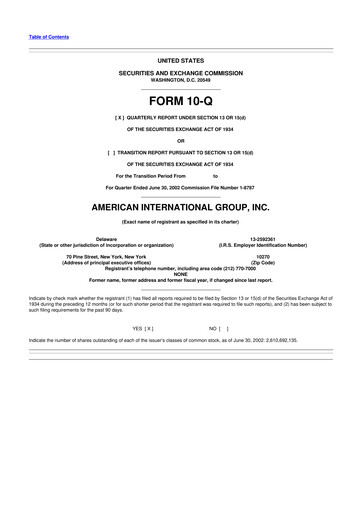 Thumbnail American International Group 10-Q Quarterly Report FY 