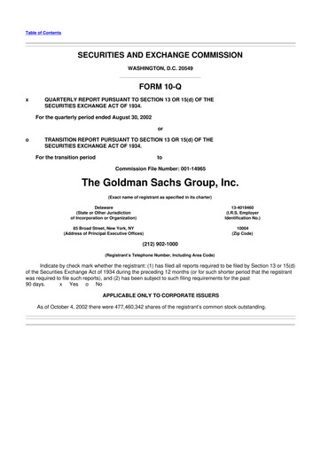 Thumbnail Goldman Sachs 10-Q Quarterly Report FY 