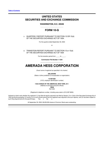 Thumbnail Hess 10-Q Quarterly Report FY 