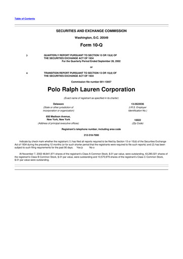 Thumbnail Ralph Lauren 10-Q Quarterly Report FY 