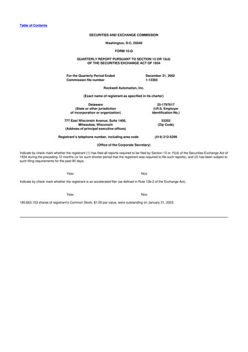 Thumbnail Rockwell Automation
 10-Q Quarterly Report FY 