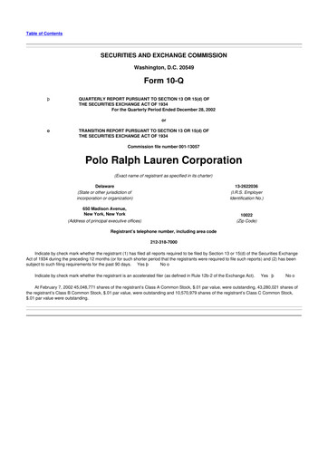 Thumbnail Ralph Lauren 10-Q Quarterly Report FY 