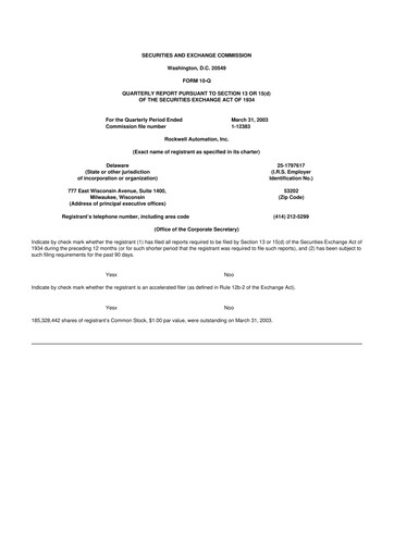 Thumbnail Rockwell Automation
 10-Q Quarterly Report FY 