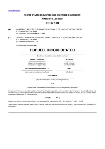Thumbnail Hubbell 10-Q Quarterly Report FY 