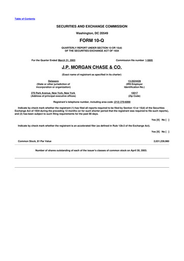 Vorschaubild JPMorgan Chase 10-Q Quartalsbericht  