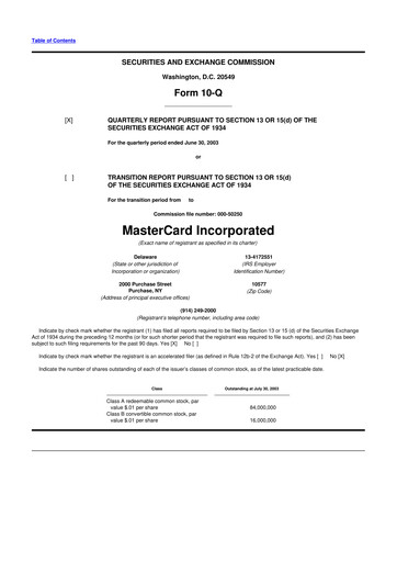 Thumbnail Mastercard 10-Q Quarterly Report FY 