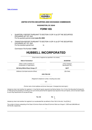 Thumbnail Hubbell 10-Q Quarterly Report FY 