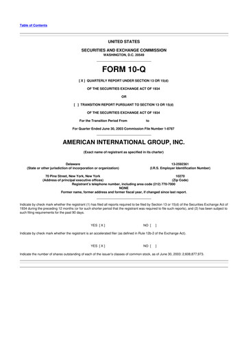 Thumbnail American International Group 10-Q Quarterly Report FY 