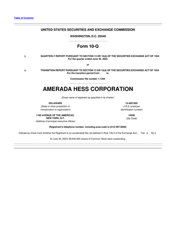 Thumbnail Hess 10-Q Quarterly Report FY 